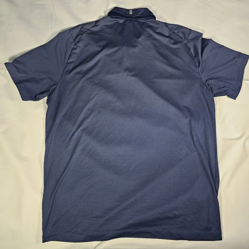 Nike Tiger Woods Collection Polo Shirt Mens XL Blue Dri-Fit Golf Performance‎